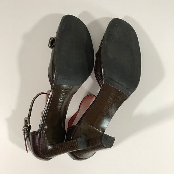 Juno Brown Leather Silver Buckle Heels - Picture 8 of 8